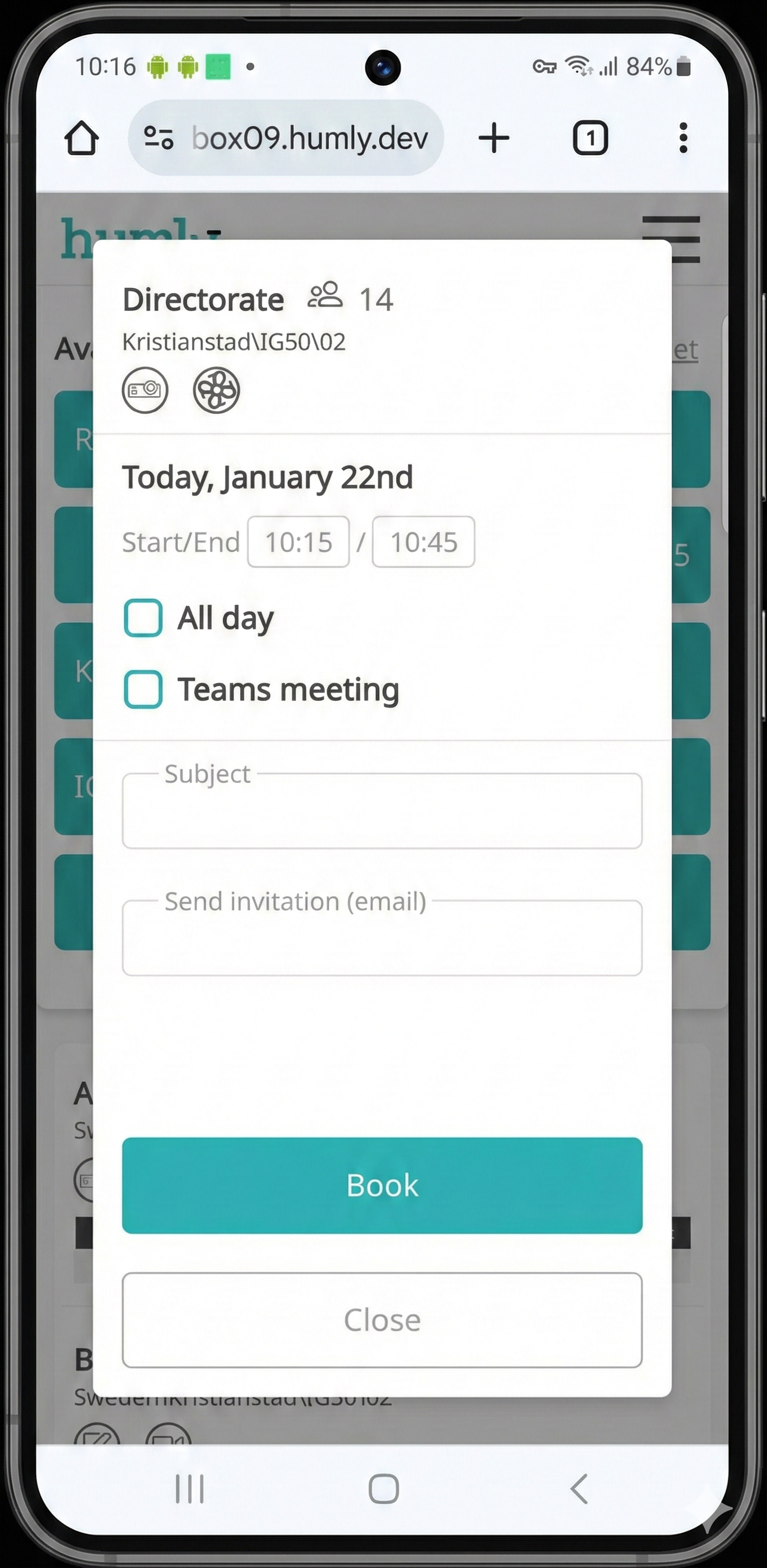 Teams Meeting in Reservations